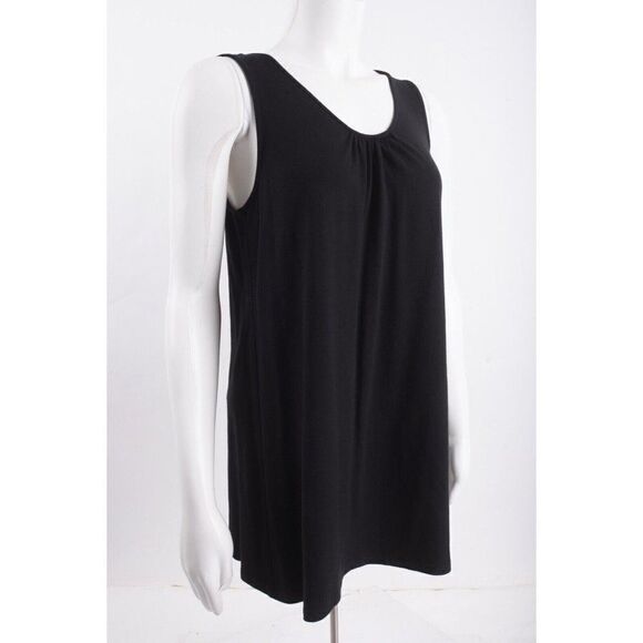 Eileen Fisher Womens Shirt Top Black M Medium Black Rayon Lycra Sleeveless - Picture 2 of 6